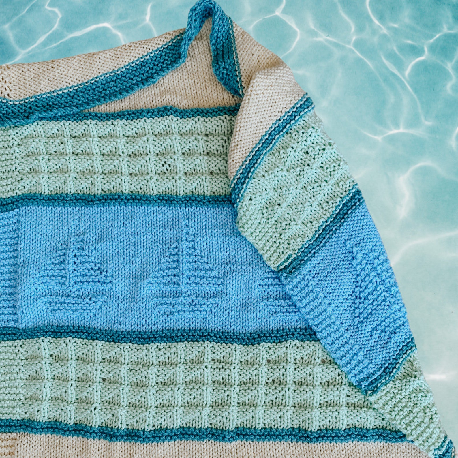 Sleepy Time Sailboats Knit Baby Blanket Pattern Nautical Etsy