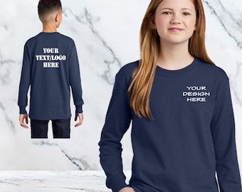 Custom Youth Long Sleeve Core Cotton Tee/ Custom Long Sleeve/ Long Sleeve Custom Shirt/ Personalized Youth Shirt/ Insex Custom Shirt/ Custom