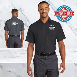 Custom  Short Sleeve Solid Ripstop Shirt/ Embroidered Shirt/ Customized Work Shirt/ Personalized Work Gear/ Mechanic Shirt / Work Shirt
