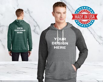 Sweat à capuche personnalisé Snow Heather Français Terry Raglan / Sweat à capuche personnalisé / Sweat à capuche brodé personnalisé / Sweat à capuche imprimé / Sweat à capuche assorti / Jour de jeu