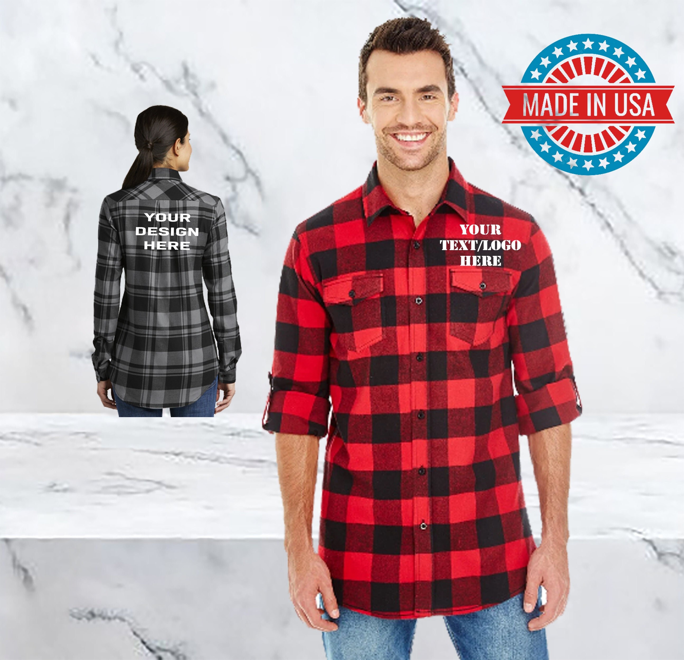 Customized Girl Custom 50th Birthday in Las Vegas Plaid Flannel Shirt