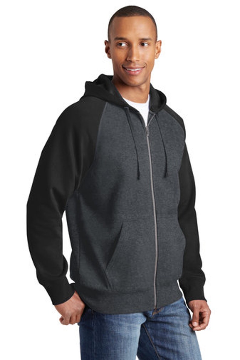 Custom Printed Raglan Colorblock Full-zip Hooded Fleece Jacket - Etsy