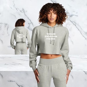 Custom Women’s Reverse Weave Cropped Cut-Off Hooded Sweatshirt / Custom Cropped Hoodie / Womens Hoodie / Custom Ladies Gift / Gym Hoodie