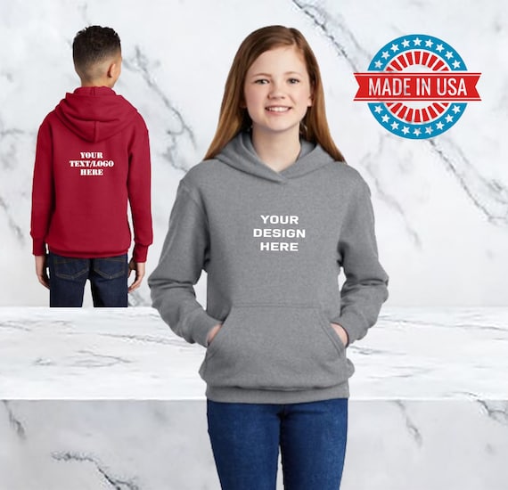 Custom Youth Hoodies put Your Logo or Text Custom Kids Hoodie
