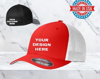 Custom Flex Fit / Trucker Hat / Fitted Flexfit / Embroidered Hat / Men&#39;s Custom Gift / Father&#39;s Day Gift / Business Logo / Embroidered Hat /