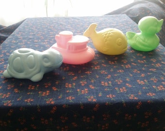 Bath time Float Toys Set, Turtle, Tugboat, Fish, and Duck Float toys, Bath Routine, Birthday Gift, 1990 Baby King, Pink, Yellow, Blue, Green