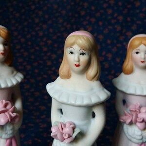 12 Vintage Ceramic Girl in Pink or White Dress Figurine,Sweet Sixteen Doll,Quinceanera Centerpiece,Bride,Damas,Party Favor,Cake Topper,Dozen