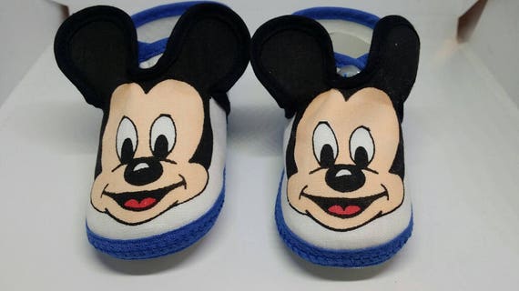 Disney Babies Mickey Mouse Crib Shoes Size 2 Vintage Baby Booties