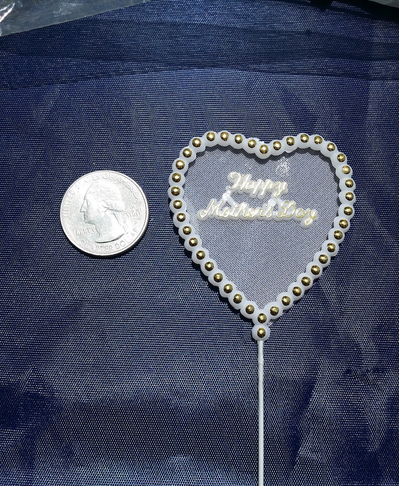 Wire Stem Flower Cake Supply Florist Happy Mother/'s Day Decoration Gold heart Mothers Day Craft Supply Centerpieces Cake Topper