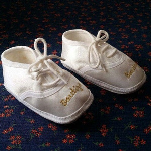 Bautizo Baby Oxford White Satin Crib Shoes,Baby Booties, Satin Oxford, Baptism Shoes, Christening Baby Wear, Vintage Satin Baby Shoes