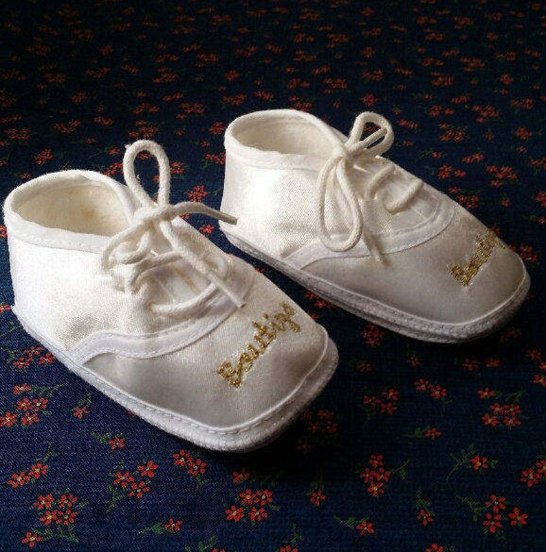 Bautizo Baby Oxford White Satin Crib Shoesbaby Booties Satin Etsy