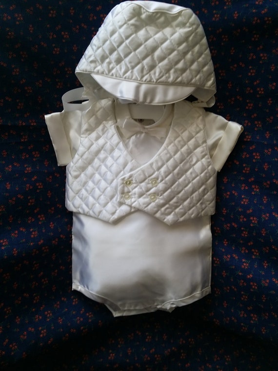 Vintage Madonna Boy's Christening Romper w Diamon… - image 3