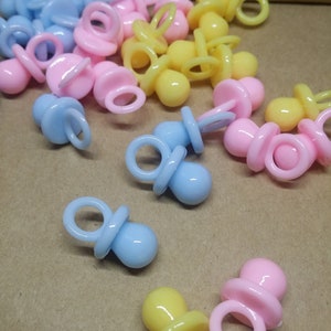 24 Vintage Pink & Blue Mini Baby Pacifiers, Baby Shower Decorations, Tiny Pacifiers,Table Decor,Cupcake Decoration,Shower Favors,Cake Supply