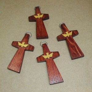 1 Cherry Red Colored Wood Crosses, Holy Spirit Wood Cross, Rustic crosses, Mini Cross,Communion favors,Baptism  favors,funeral,Confirmation