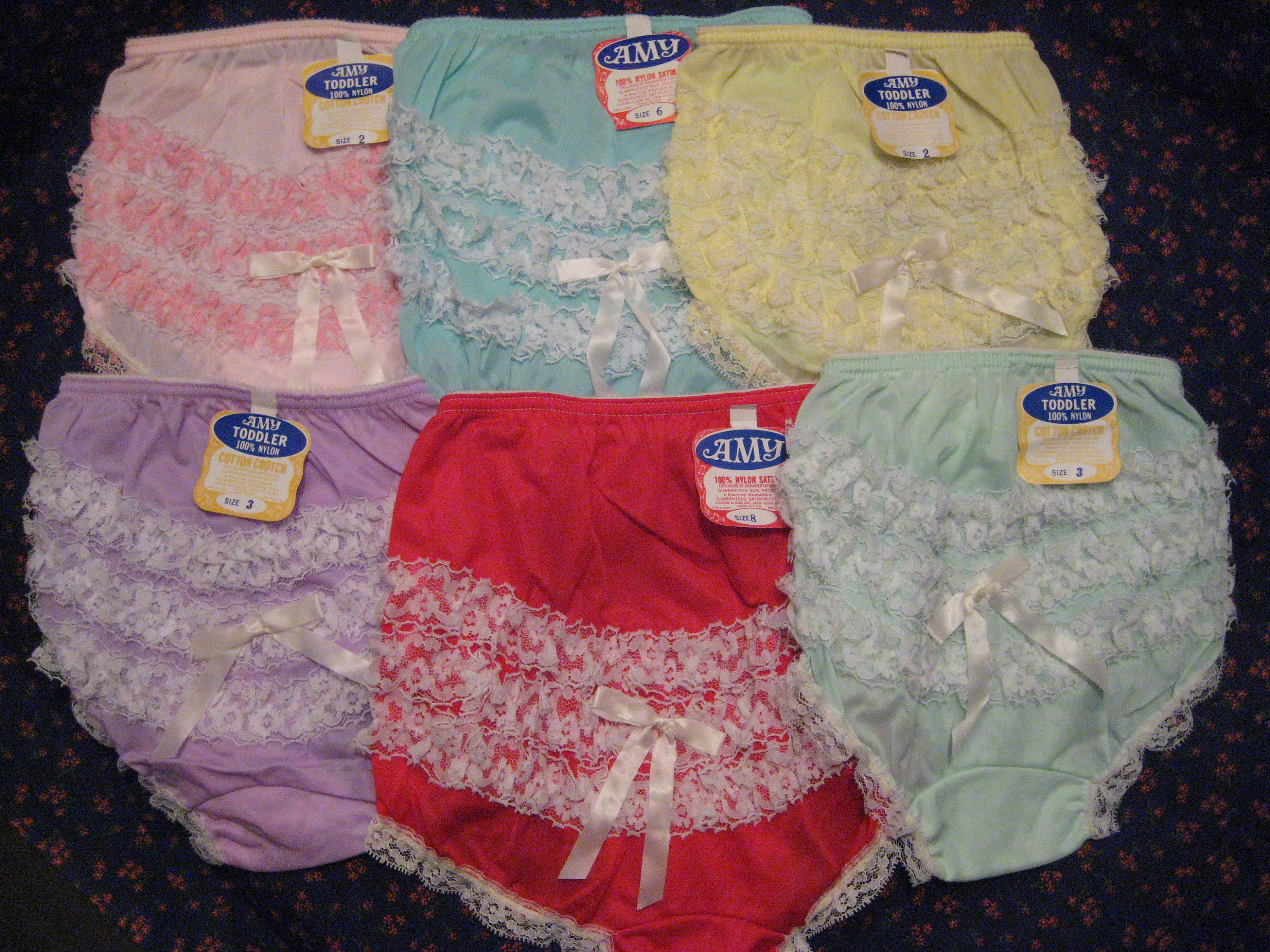 Vintage Girls Pink Lace Ruffle Underwear, Girls Panty, Pageant Accessories,  Kids Hosiery, Girls Lace Panties Brief,lace Panties, Yellow, Red 