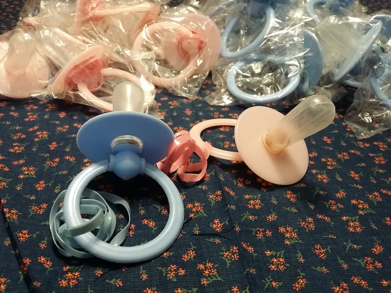 18 Big Plastic Pacifiers in Pink or Blue Baby Shower Etsy