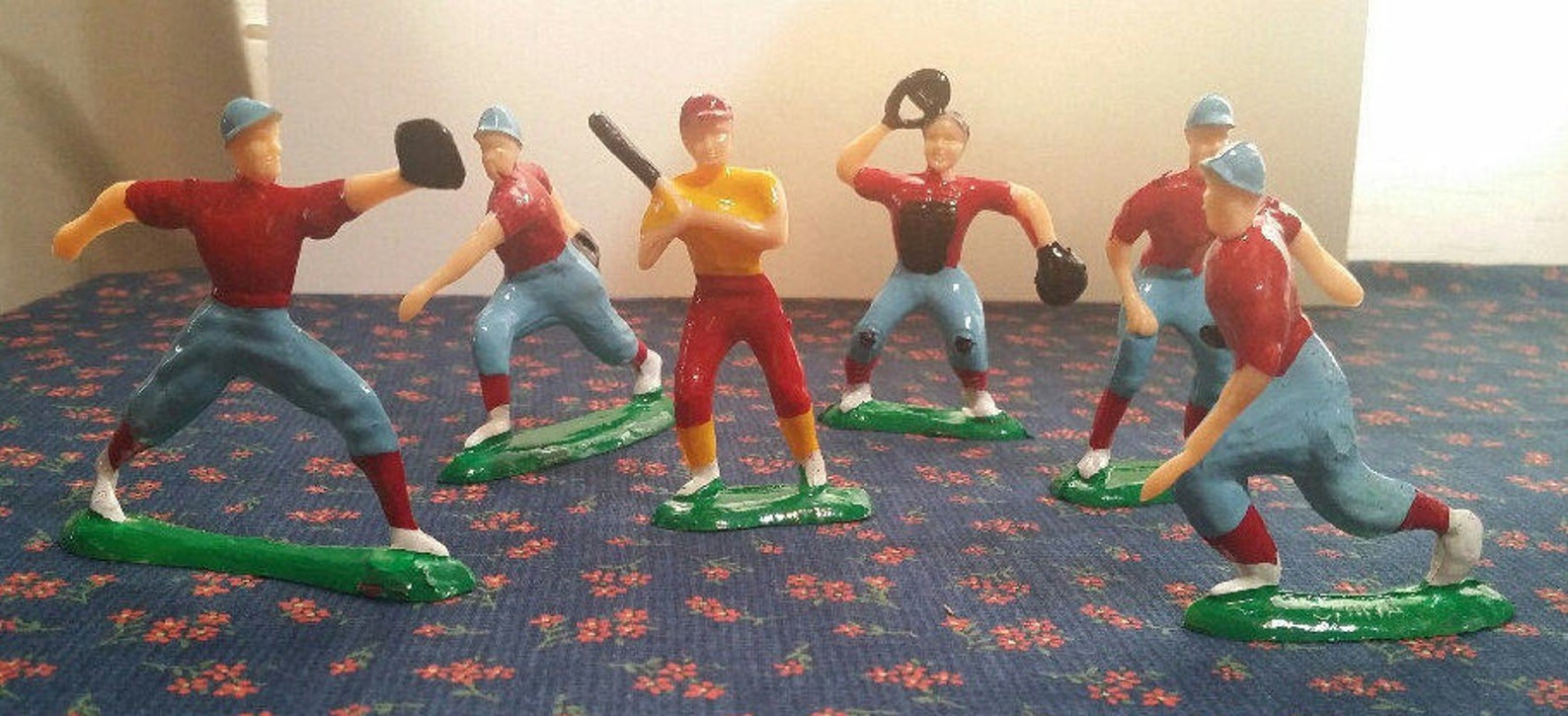 6 Vintage Baseball Players Cake Topper Baseball Birthday Etsy