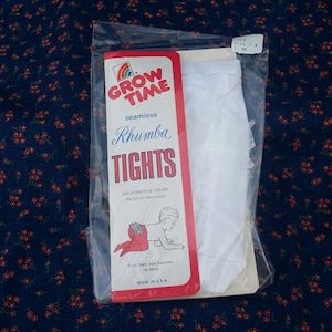 Vintage Rhumba Tights for Girls, White Tights Size 1 - 3, Vintage Grow Time Rhumba Tights, White Lace, 1990s Kids Fashion, hosiery, socks