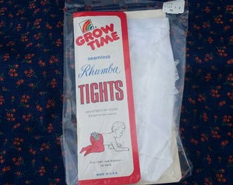 Vintage Rhumba Tights for Girls, White Tights Size 1 - 3, Vintage Grow Time Rhumba Tights, White Lace, 1990s Kids Fashion, hosiery, socks