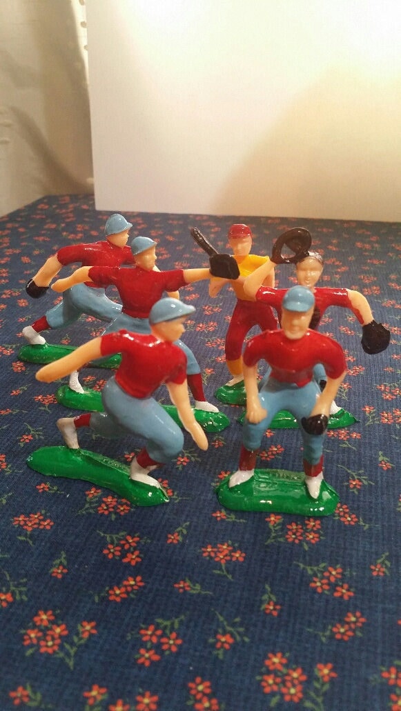 6 Vintage Baseball Players Cake Topper, Baseball Birthday Decorations,Table Decor, Unique Party Favor, Cupcake Decoration, Retro Cake Decor