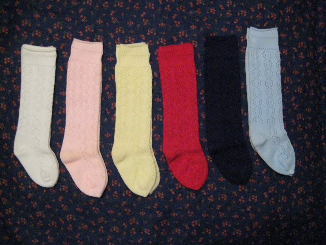 Vintage Infant & Childrens Knee High Socks, 1990s Kids Fashion,hosiery