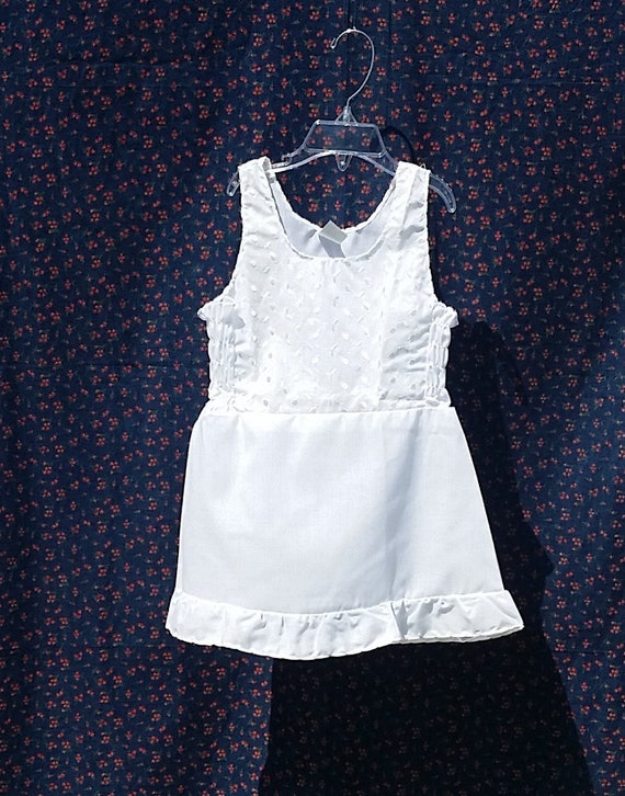 Girls White Cotton Slip, Vintage Petticoat Slip, … - image 1