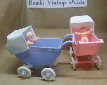 1 Baby & Carriage Stroller Pram Party Favor, Blue Carriage, First Birthday, Vintage Pink Party Favors, Baby Shower Favors,Retro Christening