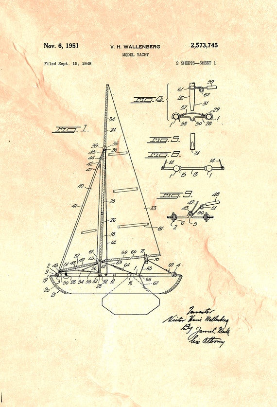 Sperry 1920 Boat Owners Gifts Boaters Sailboat Wall Decor Patent Art Print Gift