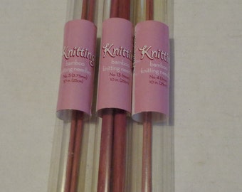New 9mm Bamboo Knitting Needles: Size 4 -13 3mm 3 -11 8mm