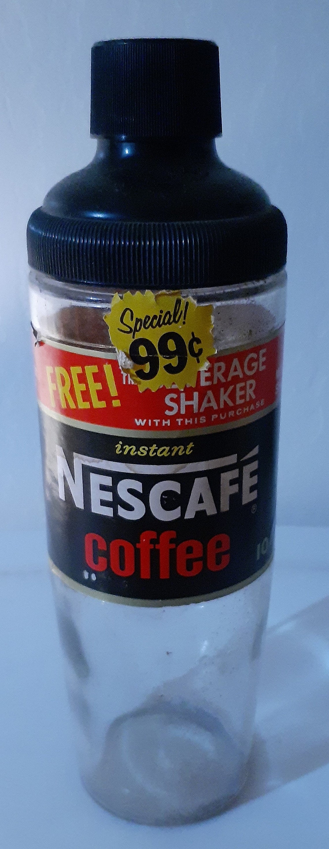 Vintage Instant Coffee Jar, Nescafe, Promotional Item, Free Shaker Top
