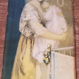 Mother and infant vintage framed print