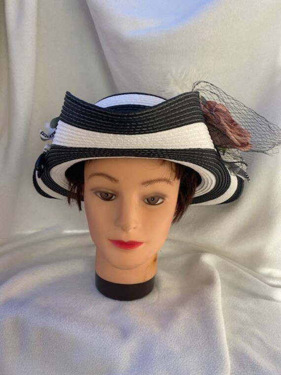 Pirate Hat - Custom Made Adult Woman-black/white Stripes  display picture 1