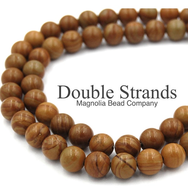 TWO 15.5" strands Wood Jasper Beads 4mm 6mm 8mm 10mm