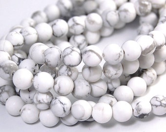 TWO 15" Strands White Howlite Beads Matte 6mm,