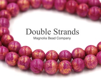 12mm RASPBERRY PINK Round Jade Gemstone Beads 33 beads gjd0192 full strand
