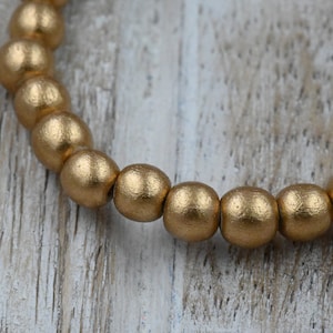 TWO STRANDS Metallic Gold Wood Beads 6mm, 8mm, 10mm, 12mm, 16mm, 20mm Round, 8mm Rondelle and Bicone 6mm