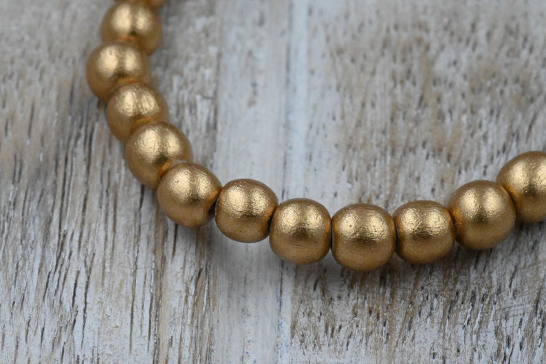 TWO STRANDS Metallic Gold Wood Beads 6mm, 8mm, 10mm, 12mm, 16mm, 20mm Round, 8mm Rondelle and Bicone 6mm