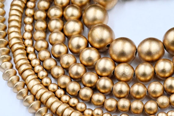 TWO STRANDS Metallic Gold Wood Beads 6mm, 8mm, 10mm, 12mm, 16mm, 20mm Round, 8mm Rondelle and Bicone
