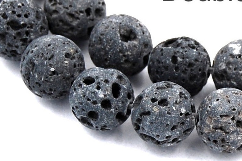 TWO STRANDS, UNWAXED Lava Rock Beads Natural Color 4mm 6mm 8mm 10mm ...