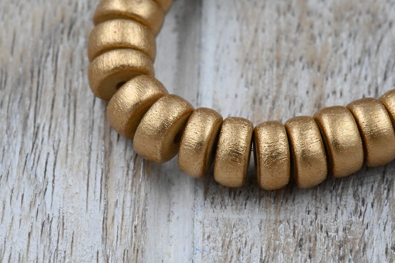 TWO STRANDS Metallic Gold Wood Beads 6mm, 8mm, 10mm, 12mm, 16mm, 20mm Round, 8mm Rondelle and Bicone image 7