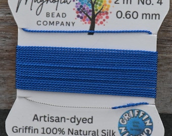 Azure Blue Griffin Silk Cord – Hand-Dyed Thread for Knotting, Jewelry Making, Pendant Stringing