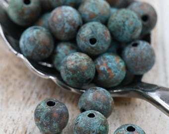 Rainworn Copper — Echte Patina Metallperlen in 6 mm, 8 mm, 9.5 mm