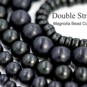 TWO STRANDS Black Wood Beads 6mm, 8mm, 10mm, 12mm, 16mm, 20mm, 8x4mm -16-inch Strand
