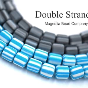 TWO Strands, Column Handmade Polymer Clay Bead Spacers, Striped Color, FULL STRAND