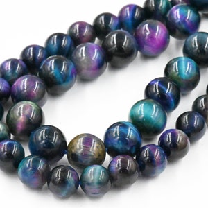 TWO STRANDS Galaxy Tigereye, Mixed Color A Grade 4mm 6mm 8mm 10mm