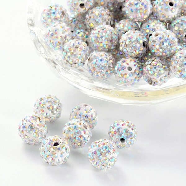 50 beads Crystal Rhinestone Clay Grade A 10mm Pave beads