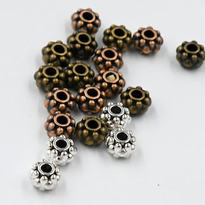 Beaded Spacer beads, Rondelle Antique Bronze, Antique Copper or Antque Silver