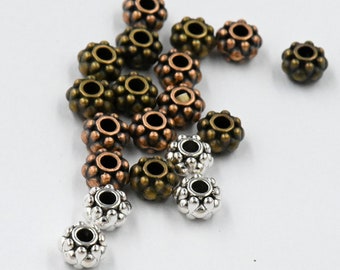 Beaded Spacer beads, Rondelle Antique Bronze, Antique Copper or Antque Silver