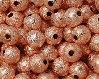 50 beads, 8mm Rose Gold Semi Stardust Spacer beads
