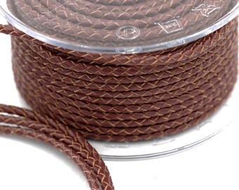 2 YARDS Saddle Brown 3mm Runde Bolo Lederband